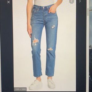 Levi’s 501 High waisted distressed jeans